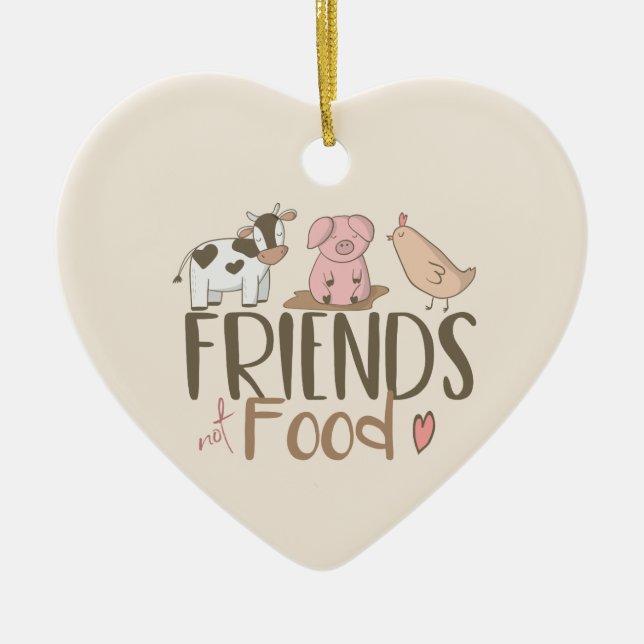Ornement Cœur En Céramique Nourriture 2 d'amis pas (Devant)