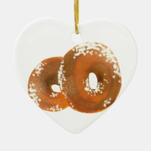 Ornement Cœur En Céramique Nourriture délicieuse de bagel