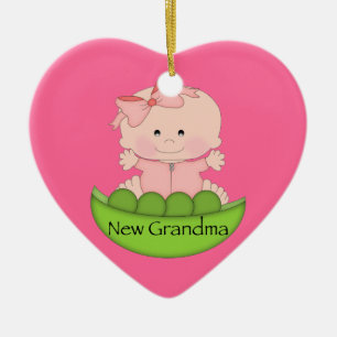 Ornement Cœur En Céramique Nouvelle grand-maman
