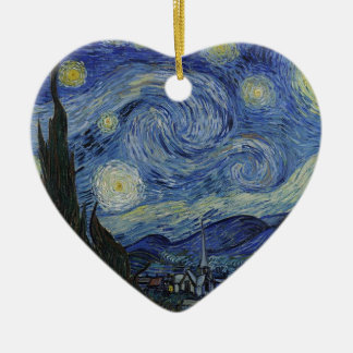 Ornement Cœur En Céramique Nuit étoilée de Van Gogh
