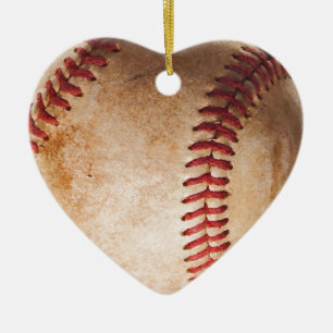 Ornement Cœur En Céramique Oeuvre De Baseball