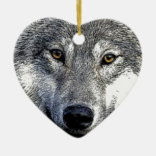 Ornement Cœur En Céramique OEuvre Wolf Eyes