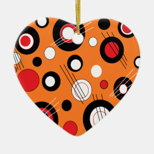 Ornement Cœur En Céramique Orange de polka