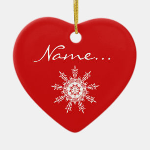 Ornement Cœur En Céramique Ornement en forme de coeur rouge personnalisé de