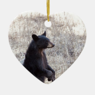 Ornement Cœur En Céramique Ours CUB noir