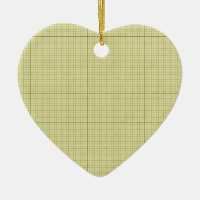 Ornement Cœur En Céramique Papier de graphique vert (Devant)
