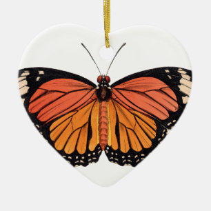 Ornement Cœur En Céramique Papillon de monarque