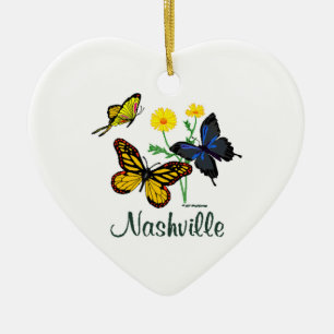 Ornement Cœur En Céramique Papillons de Nashville
