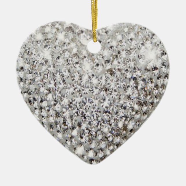 Ornement Cœur En Céramique Parure de coeur brillant (Devant)