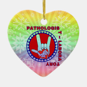 ORNEMENT CŒUR EN CÉRAMIQUE PATHOLOGUE CARRÉ ASL LOVE LOGO