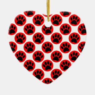 Ornement Cœur En Céramique Patrouilles De Chien Noir En Pois Rouge