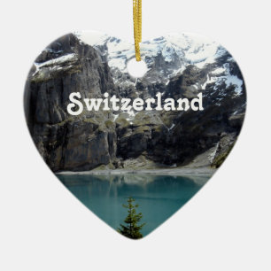 Ornement Cœur En Céramique Paysage de la Suisse