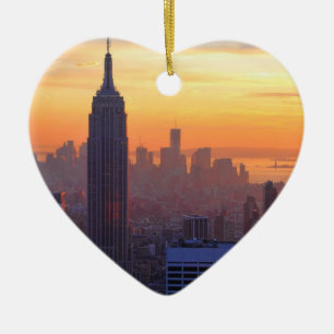 Ornement Cœur En Céramique Paysage urbain de NYC : Emp St Bldg Coucher de sol