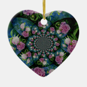 Ornement Cœur En Céramique Peony mandala