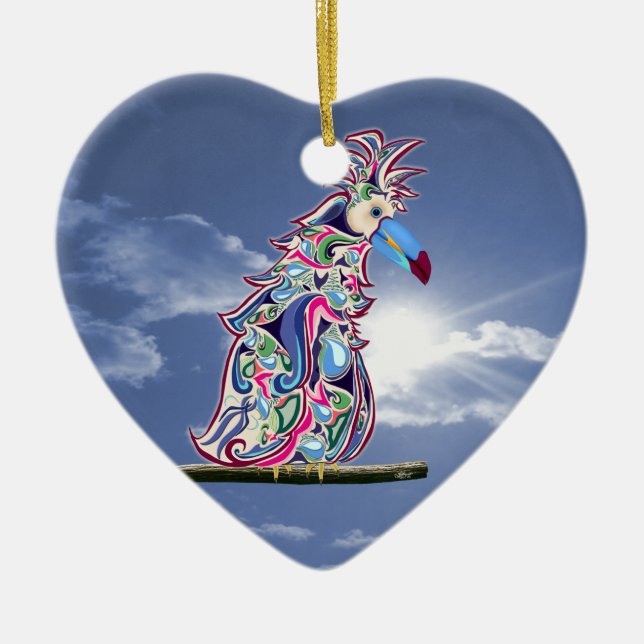 Ornement Cœur En Céramique Perché (Devant)