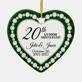 Ornement Cœur En Céramique Personnalisé - 20e anniversaire de Mariage | Emera