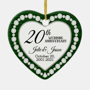 Ornement Cœur En Céramique Personnalisé - 20e anniversaire de Mariage Emera
