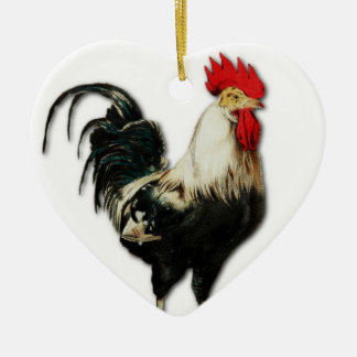 Ornement Cœur En Céramique Personnaliser rouge de poulet de coq