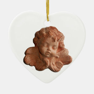 ORNEMENT CŒUR EN CÉRAMIQUE PEU DE MONOGRAMME FLORENTIN DE COEUR D'ANGE
