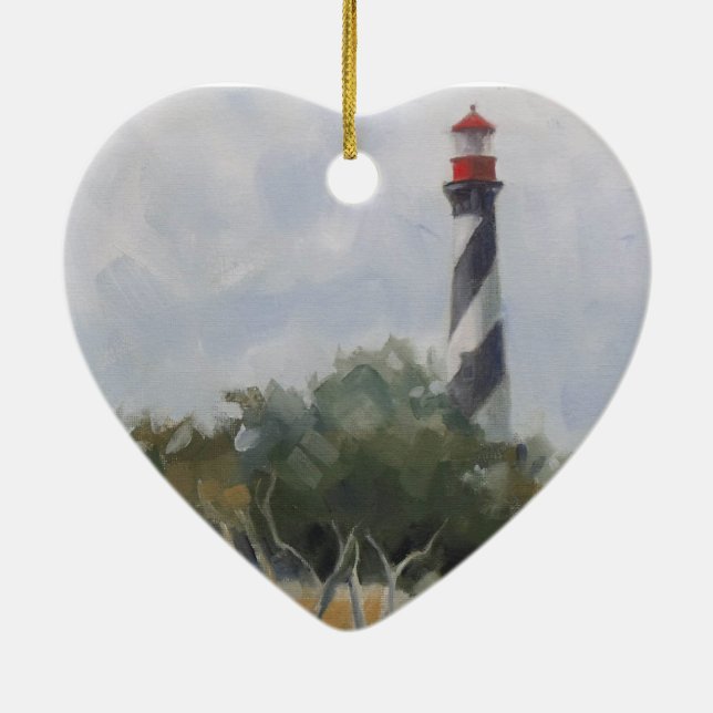 Ornement Cœur En Céramique Phare Saint Augustine (Dos)