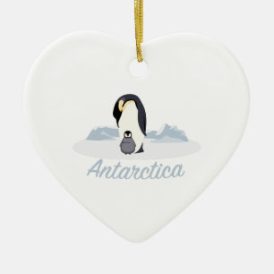 Ornement Cœur En Céramique Pingouins de l'Antarctique