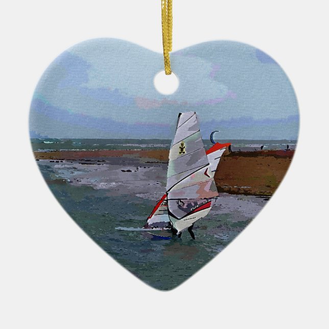 ORNEMENT CŒUR EN CÉRAMIQUE PLANCHE À VOILE (Devant)