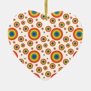Ornement Cœur En Céramique Pois arc-en-ciel