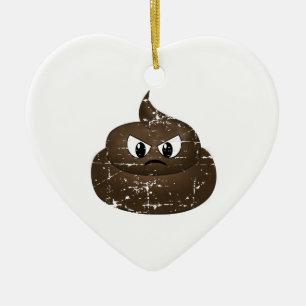Ornement Cœur En Céramique Poop de dessin en colère
