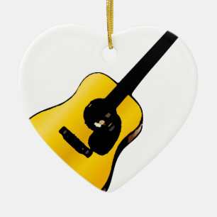 Ornement Cœur En Céramique Pop Art Guitare
