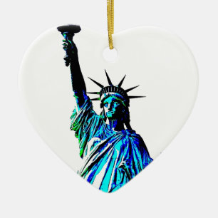 Ornement Cœur En Céramique Pop Art Lady Liberty