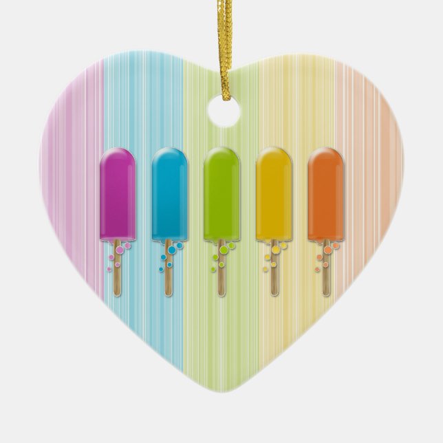 Ornement Cœur En Céramique popsicles (Devant)