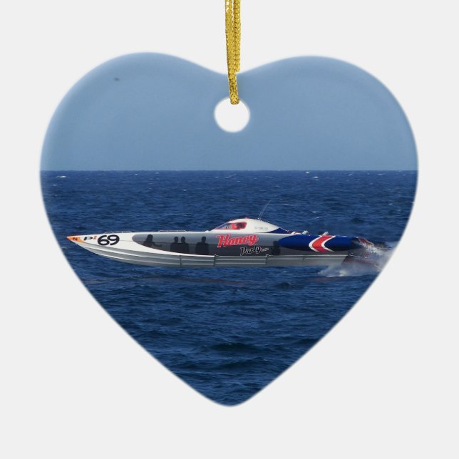 Ornement Cœur En Céramique Powerboat (Devant)