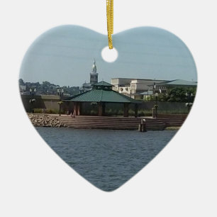 Ornement Cœur En Céramique Promenade de rivière de Dubuque