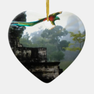 Ornement Cœur En Céramique Quetzel dans Tikal