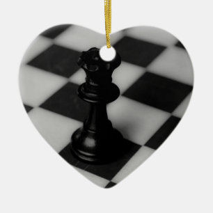 Ornement Cœur En Céramique Reine des échecs