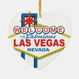 Ornement Cœur En Céramique Rétro signe de Las Vegas