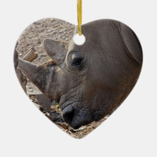 Ornement Cœur En Céramique Rhinocéros