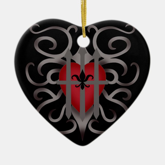 Ornement Cœur En Céramique Romance gothique emprisonné coeur Saint Valentin (Devant)