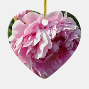 Ornement Cœur En Céramique Romantique élégant rose floral Peonies rose