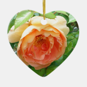 Ornement Cœur En Céramique Romantique élégante Orange photo Rose
