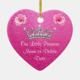 Ornement Cœur En Céramique Rose personnalisé notre petit une princesse