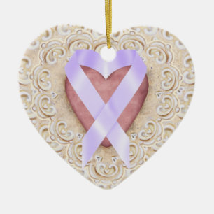 Ornement Cœur En Céramique Ruban cancéreux du coeur - SRF