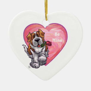 Ornement Cœur En Céramique Saint-Bernard Valentin