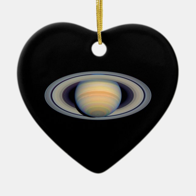 Ornement Cœur En Céramique Saturne (télescope Hubble) (Devant)