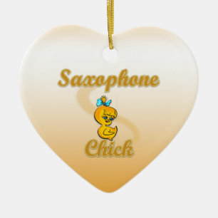 Ornement Cœur En Céramique Saxophone Chick