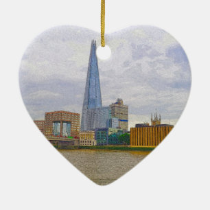 Ornement Cœur En Céramique Shard, Thames River, Londres, Angleterre