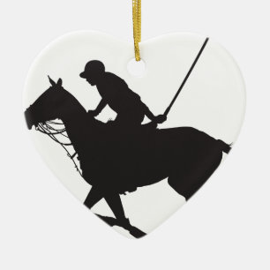 Ornement Cœur En Céramique Silhouette de poney de polo