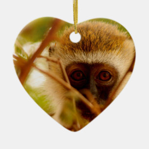 Ornement Cœur En Céramique Singe Cheeky.
