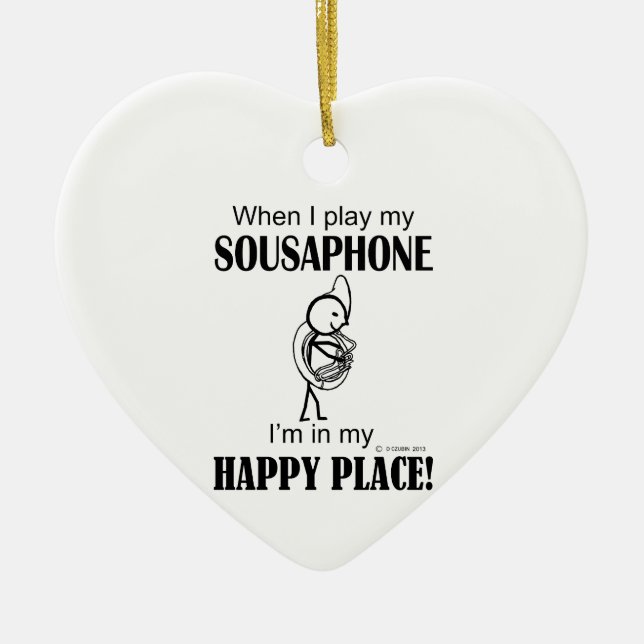 Ornement Cœur En Céramique Sousaphone Happy Place (Devant)