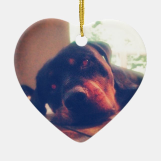 Ornement Cœur En Céramique Souvenirs de rottweiler (Devant)